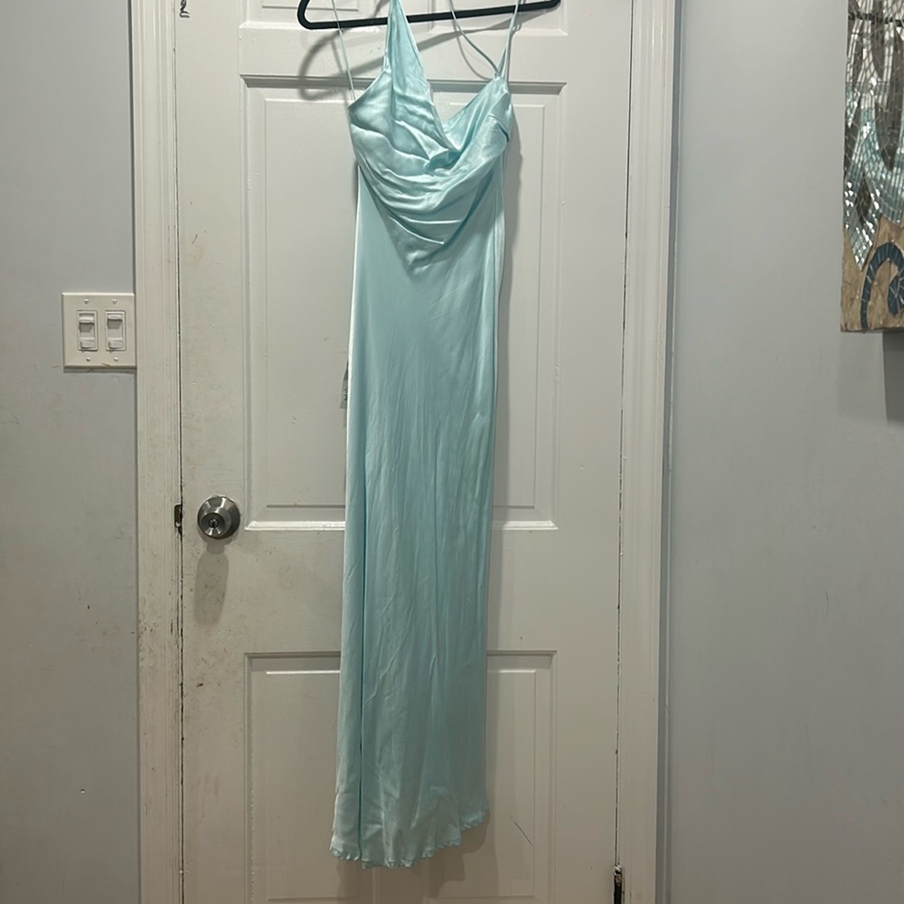 Bardot Baby Blue Satin Maxi Dress Sz 6
